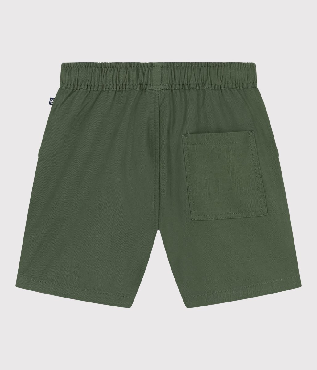 SHORTS IN TWILL DI COTONE E LINO VERDE - immagine 4