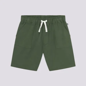 SHORTS IN TWILL DI COTONE E LINO VERDE