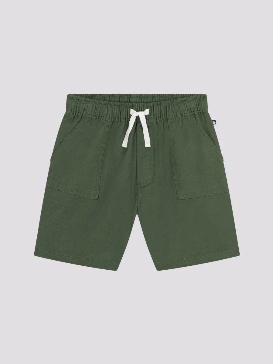 SHORTS IN TWILL DI COTONE E LINO VERDE