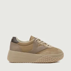 SNEAKER 9768 CON RIALZO TAUPE E NOCCIOLA