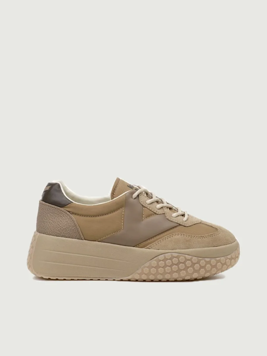 SNEAKER 9768 CON RIALZO TAUPE E NOCCIOLA