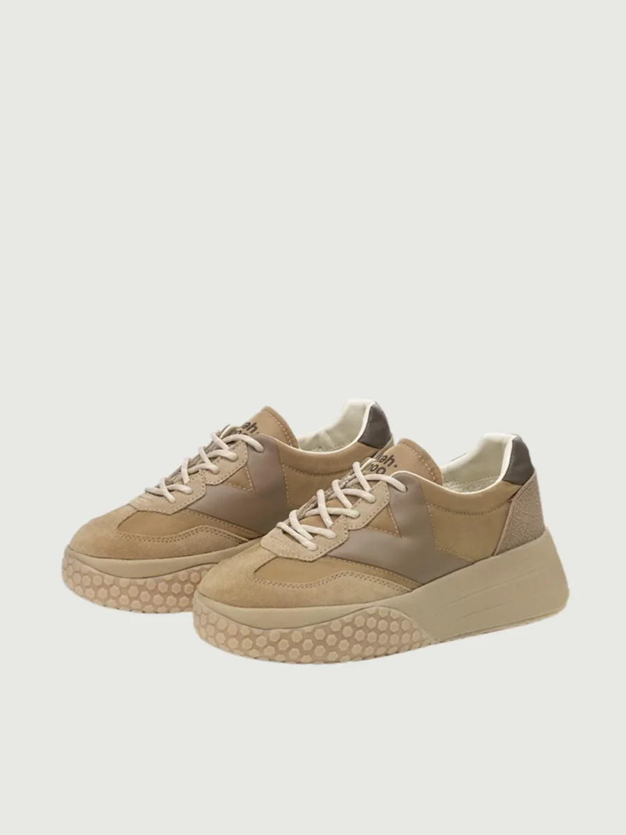 SNEAKER 9768 CON RIALZO TAUPE E NOCCIOLA - immagine 3