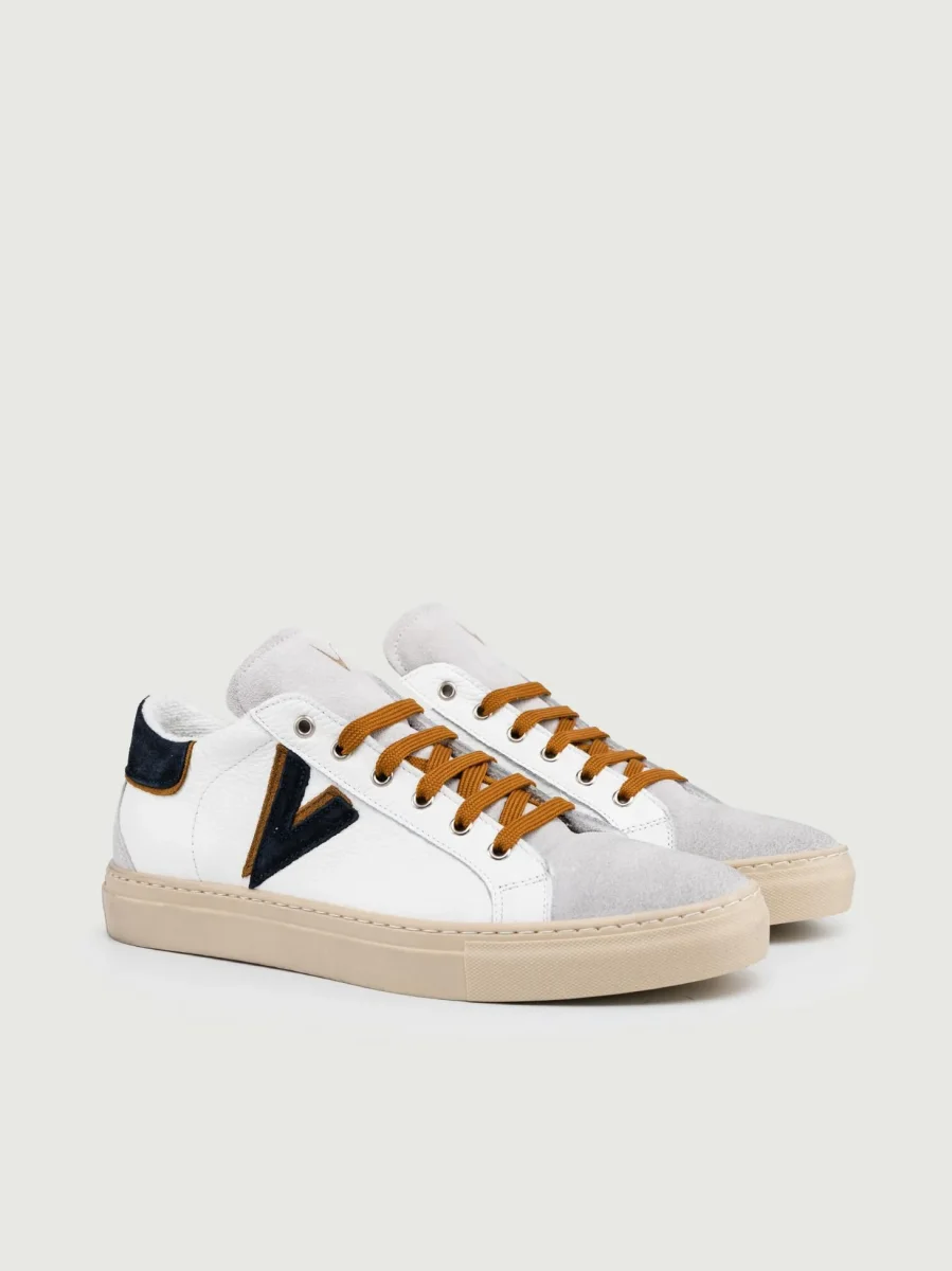 SNEAKER OLYMPIC BLU E CUOIO - immagine 3