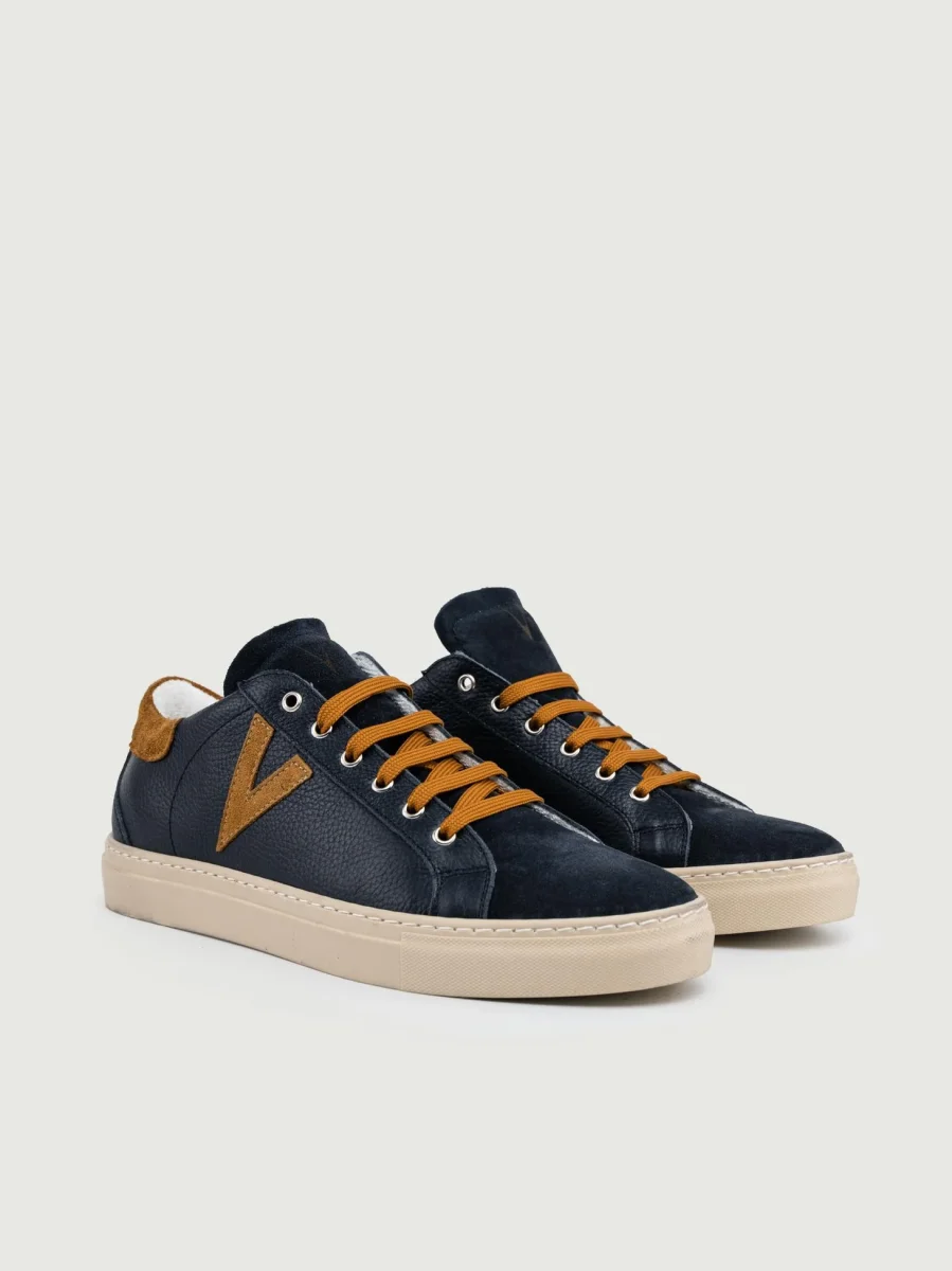 SNEAKER OLYMPIC BLU E CUOIO - immagine 3