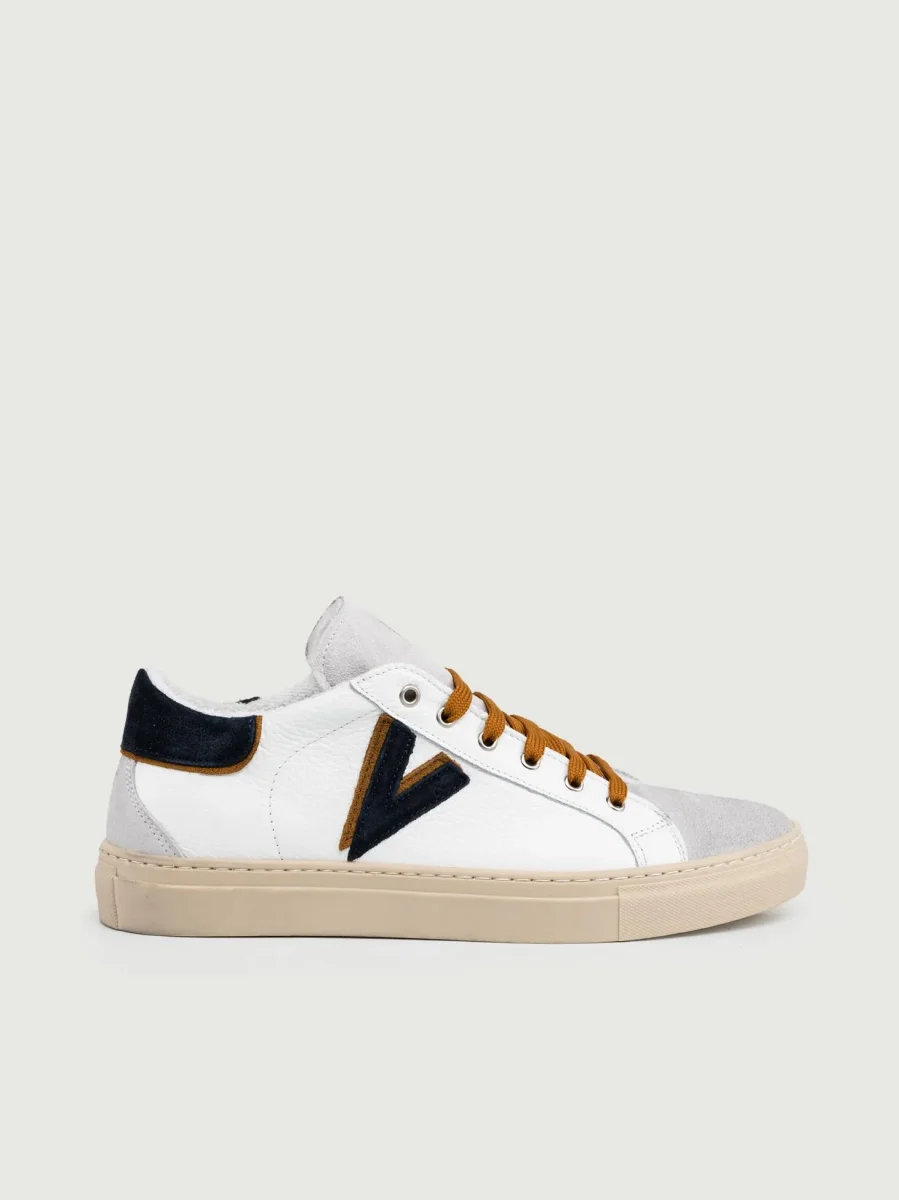 SNEAKER OLYMPIC BLU E CUOIO