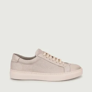 SNEAKER in pelle traforata beige effetto vintage
