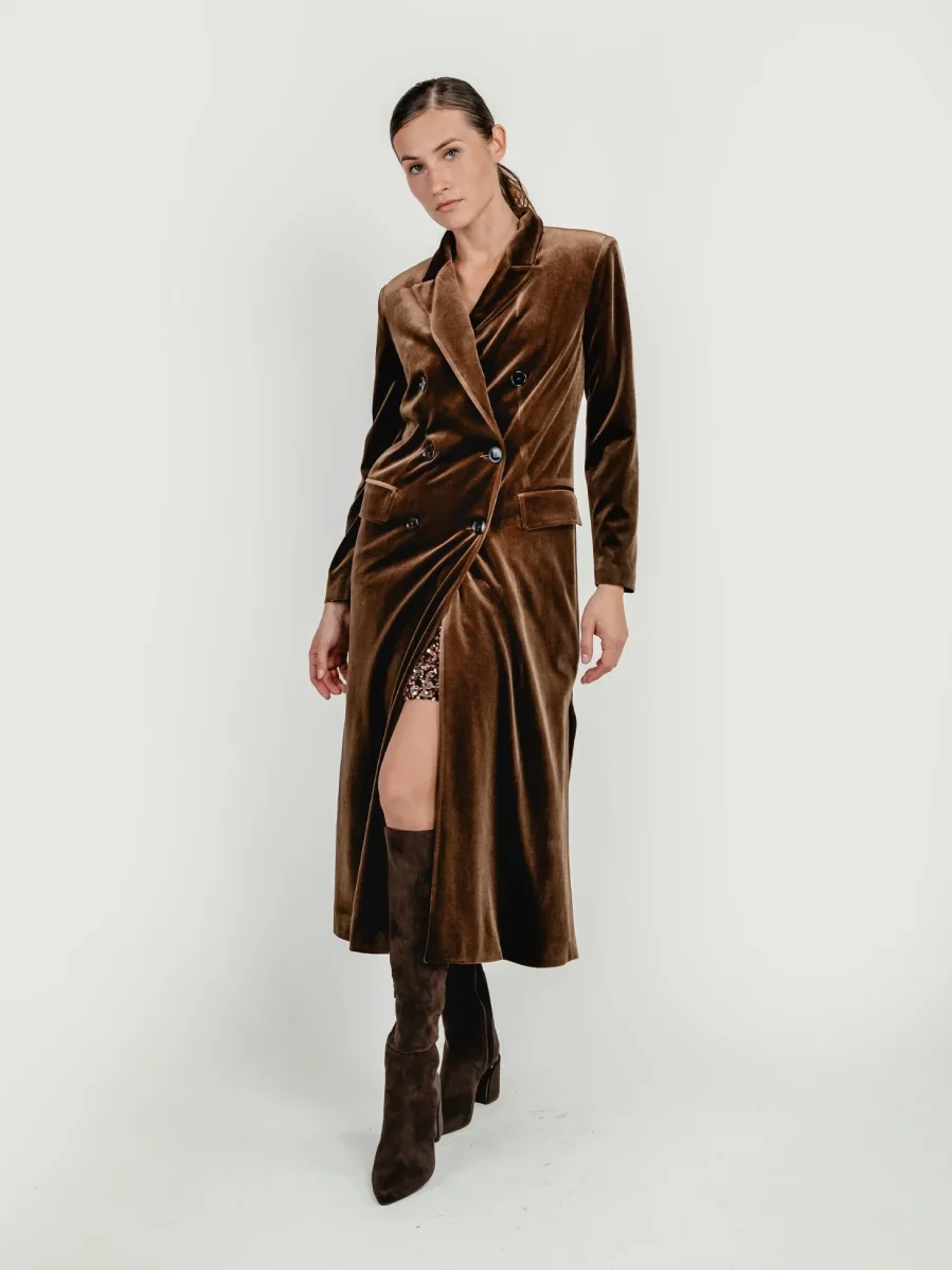 SPOLVERINO DOPPIOPETTO IN VELLUTO CAFFÈ - immagine 3