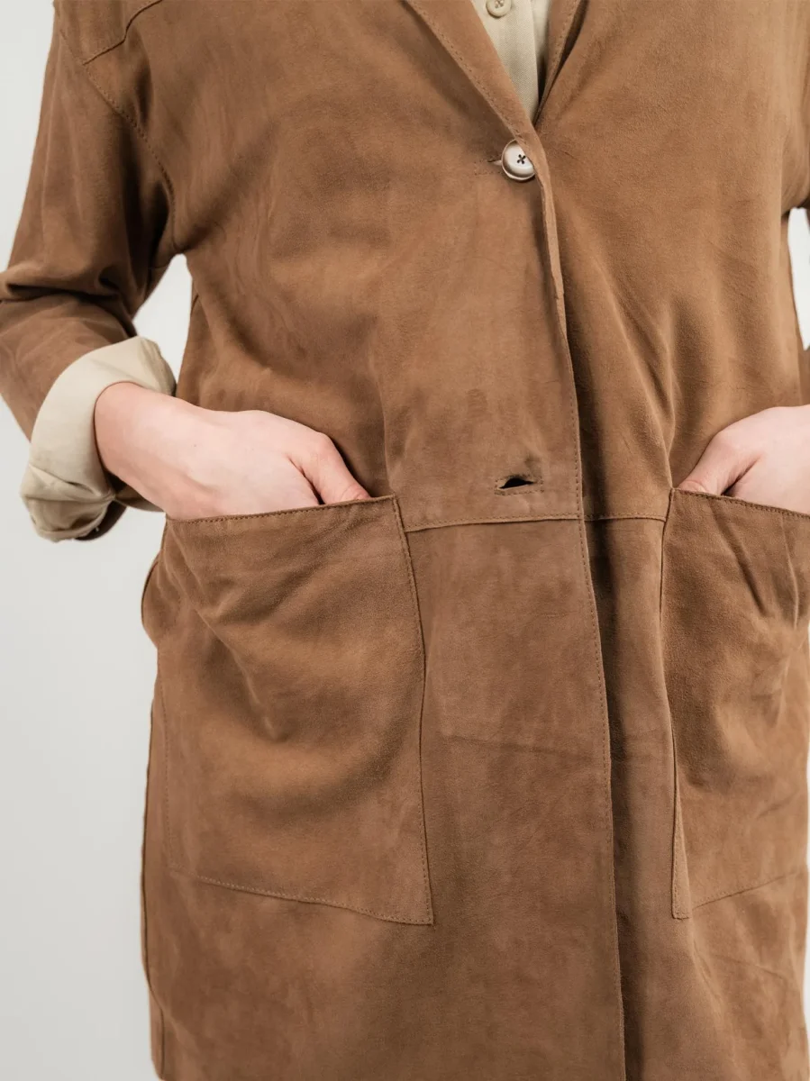 SPOLVERINO VIRGINIA IN CAMOSCIO CON MANICHE A 3/4 - immagine 8