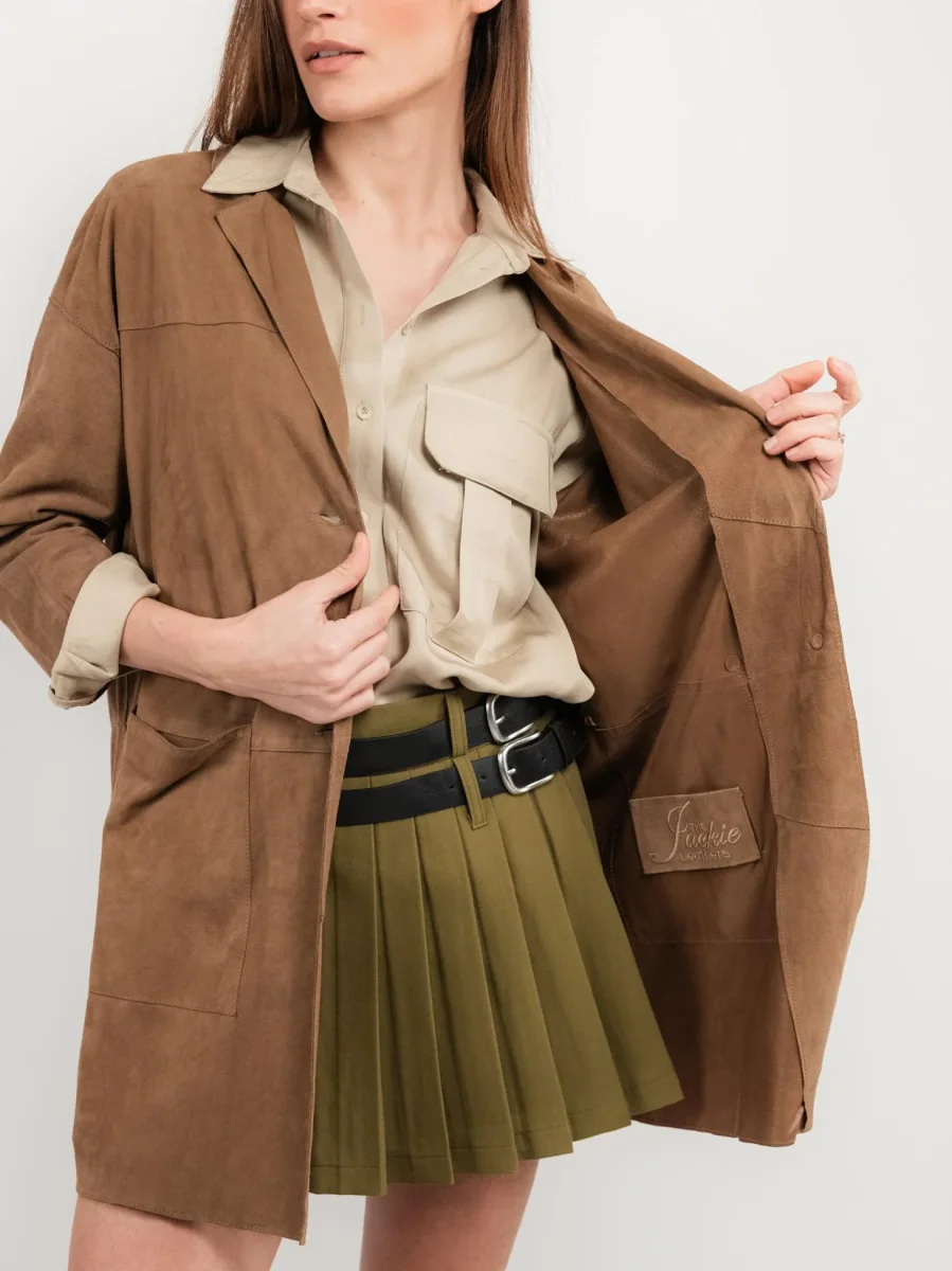 SPOLVERINO VIRGINIA IN CAMOSCIO CON MANICHE A 3/4 - immagine 5