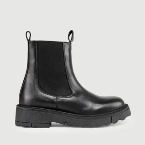 STIVALETTO BEATLES IN PELLE SPAZZOLATA NERO