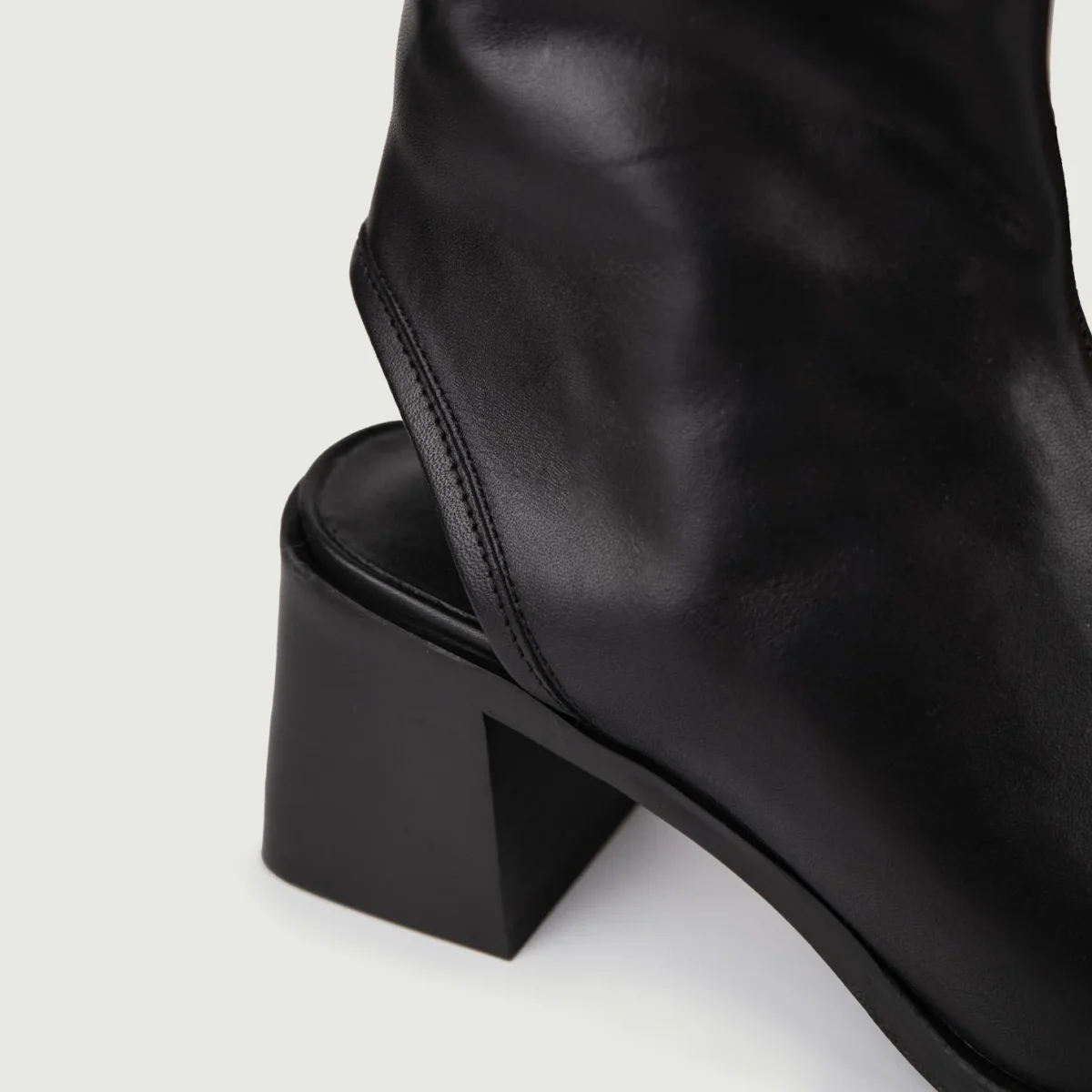 STIVALETTO CON PUNTA APERTA E TACCO SQUADRATO NERO - immagine 6