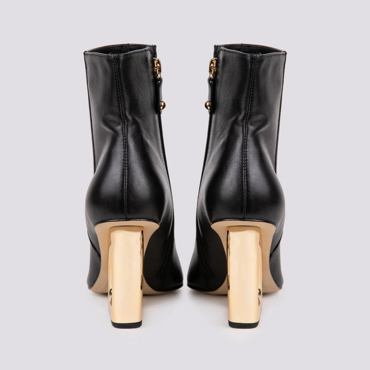 STIVALETTO CON TACCO OPTICAL DORATO  IN PELLE  NERO - immagine 4