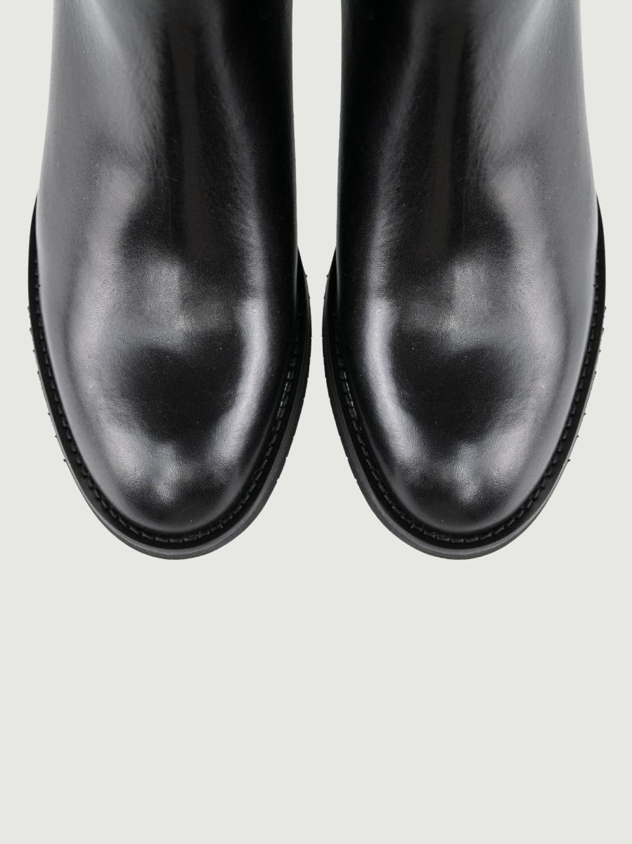 STIVALETTO CON TRIPLO CINTURINO IN PELLE NERO - immagine 5