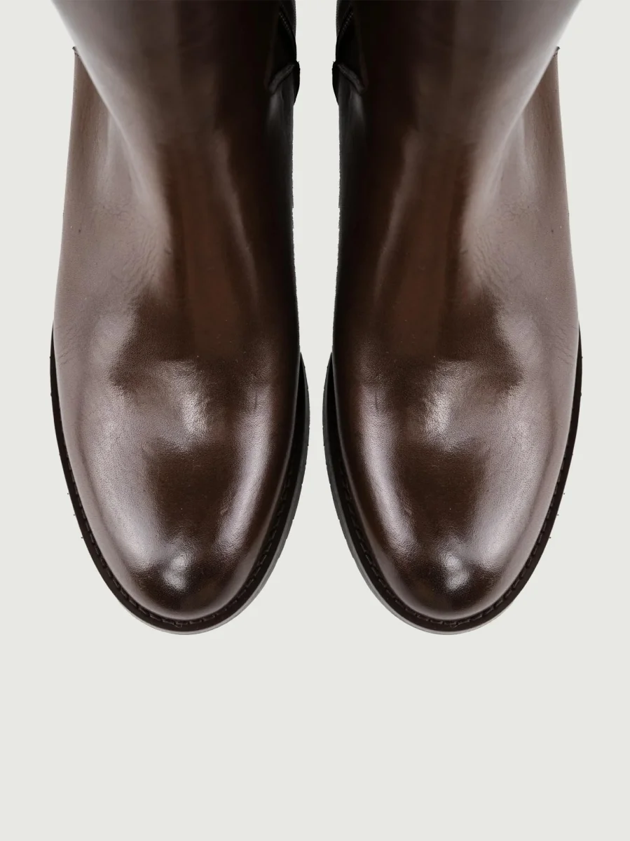 STIVALETTO CON TRIPLO CINTURINO IN PELLE TESTA MORO - immagine 5