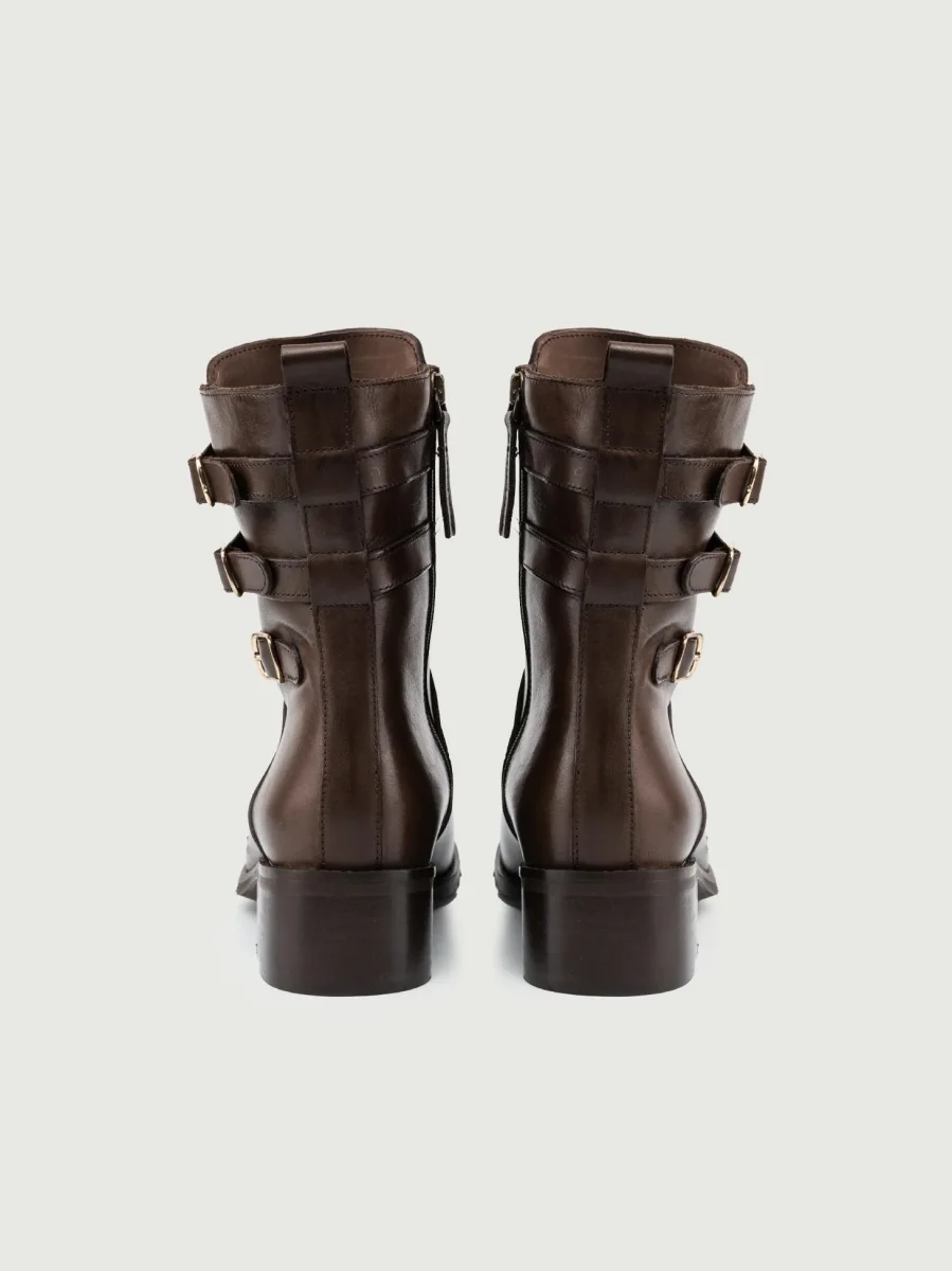 STIVALETTO CON TRIPLO CINTURINO IN PELLE TESTA MORO - immagine 4