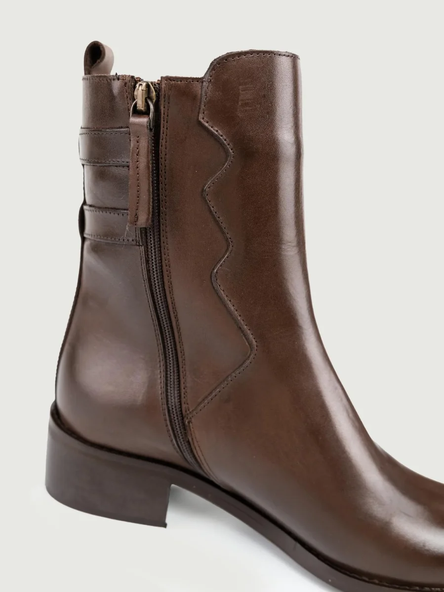 STIVALETTO CON TRIPLO CINTURINO IN PELLE TESTA MORO - immagine 7