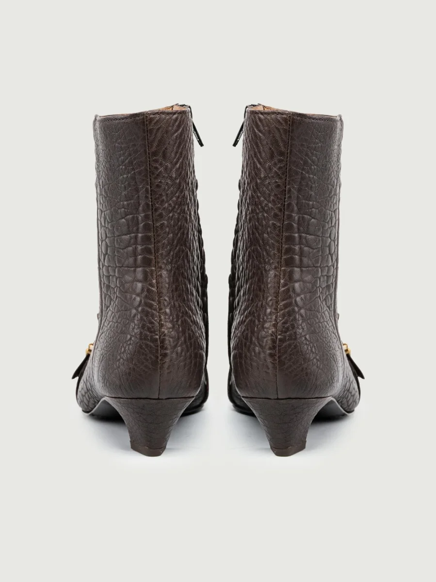 STIVALETTO IN PELLE MARTELLATA CON FRANGE TESTA MORO - immagine 4