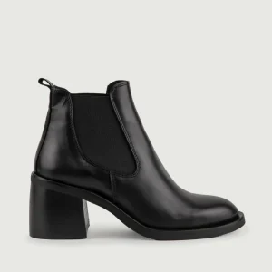 STIVALETTO IN PELLE NERA CON PUNTA ARROTONDATA