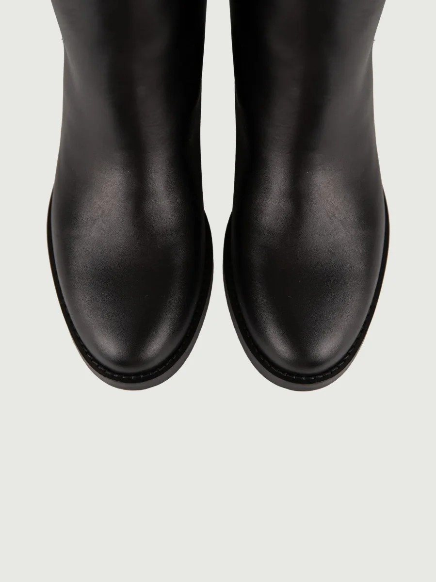 STIVALETTO IN PELLE NERA CON ZEPPA INTERNA - immagine 6