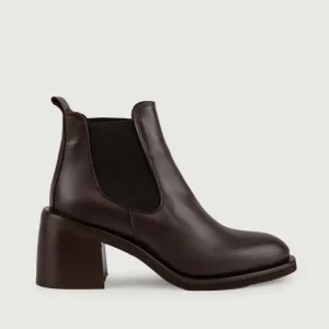 STIVALETTO IN PELLE TESTA MORO CON PUNTA ARROTONDATA