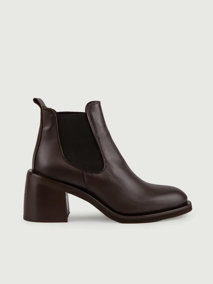 STIVALETTO IN PELLE TESTA MORO CON PUNTA ARROTONDATA