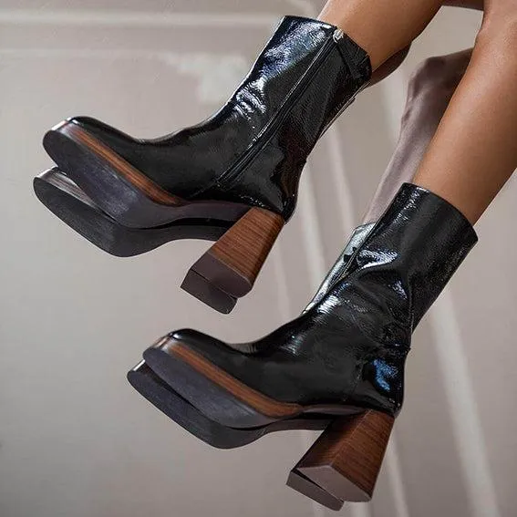 STIVALETTO PUNTA SQUADRATA IN NAPLAK - immagine 3