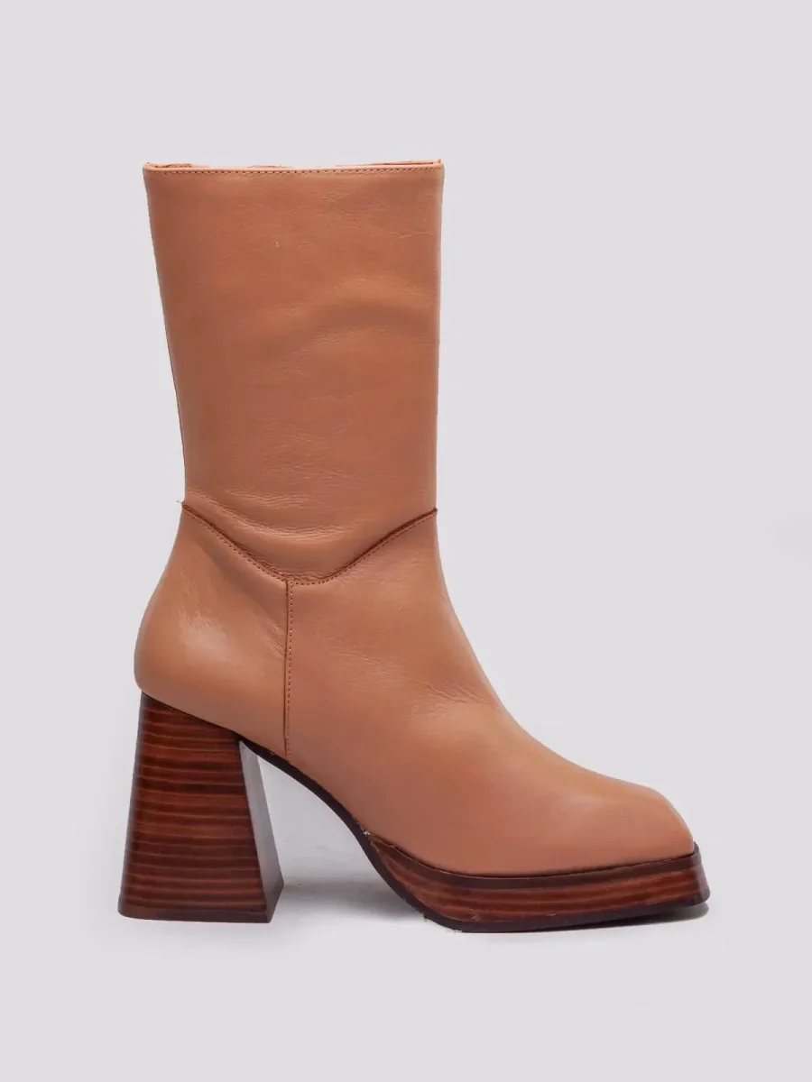 STIVALETTO PUNTA SQUADRATA IN PELLE