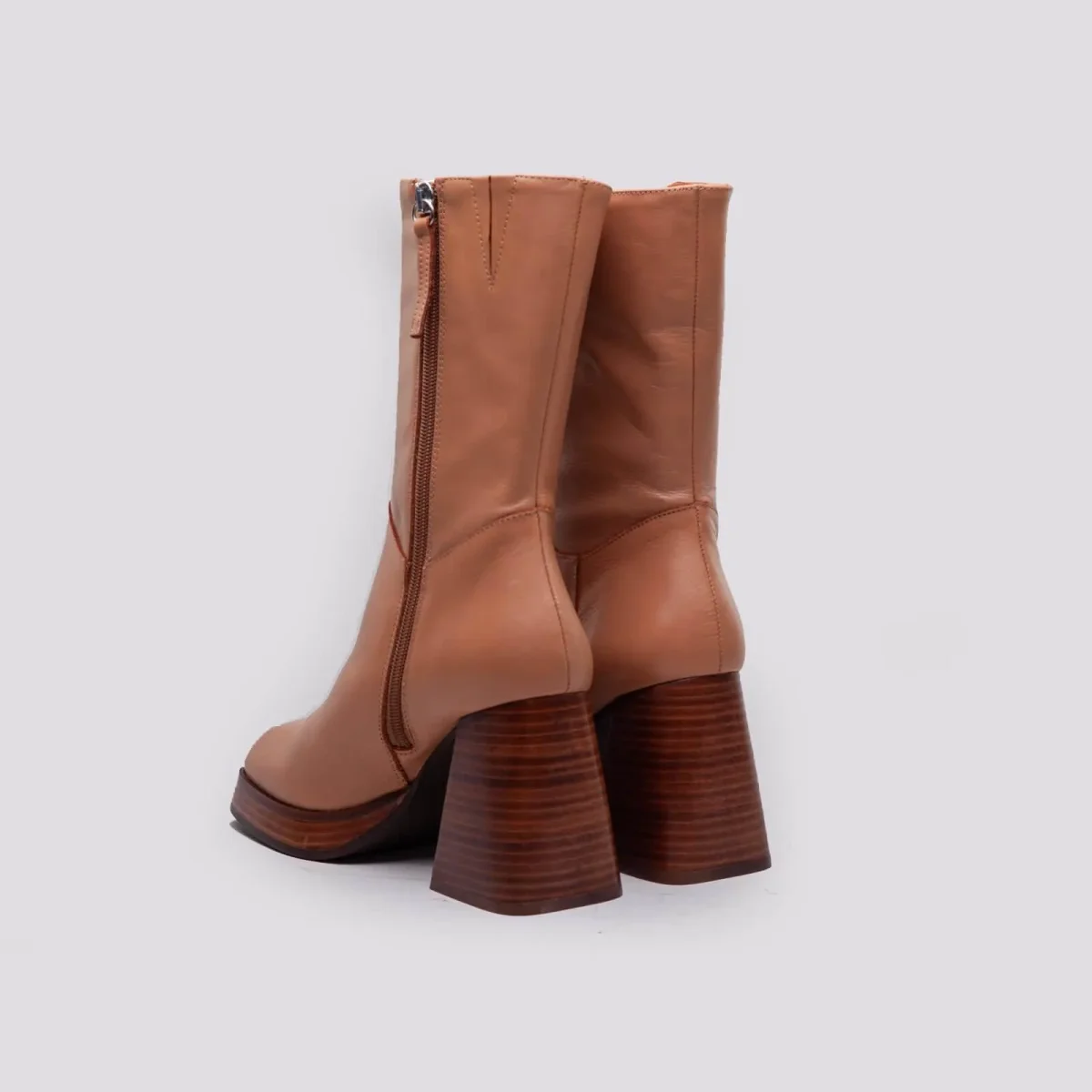 STIVALETTO PUNTA SQUADRATA IN PELLE - immagine 6