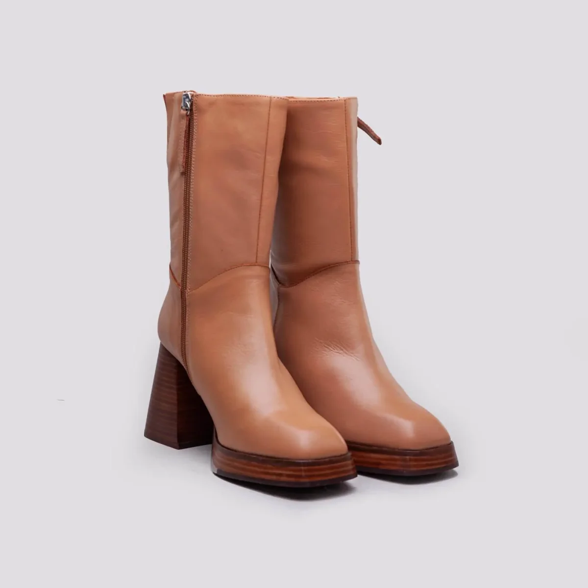 STIVALETTO PUNTA SQUADRATA IN PELLE - immagine 5