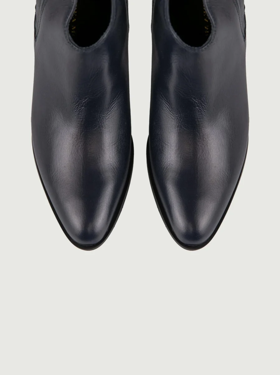 STIVALETTO TEXANO IN PELLE BLU CON SCOLLO - immagine 5