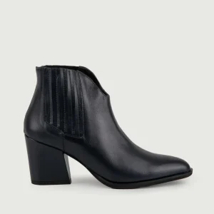 STIVALETTO TEXANO IN PELLE BLU CON SCOLLO