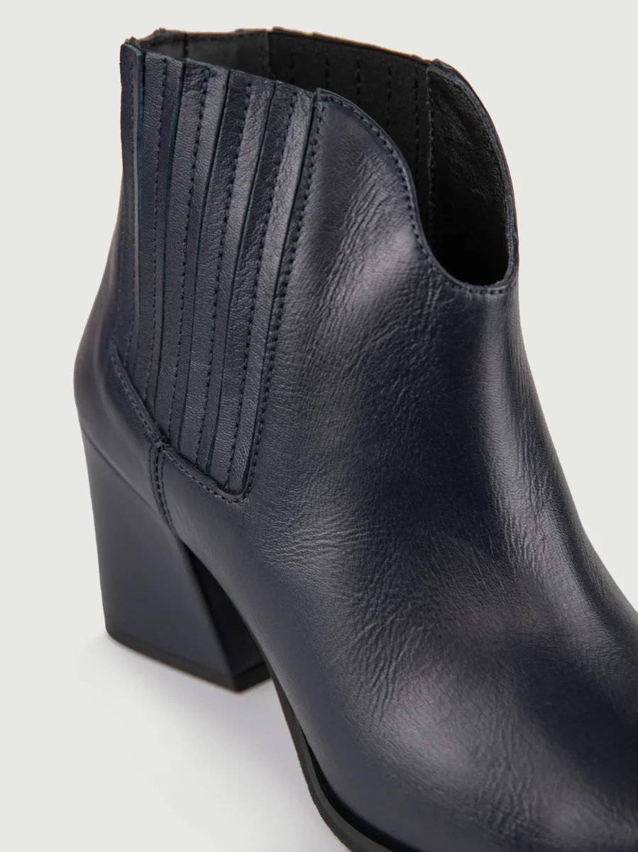 STIVALETTO TEXANO IN PELLE BLU CON SCOLLO - immagine 6