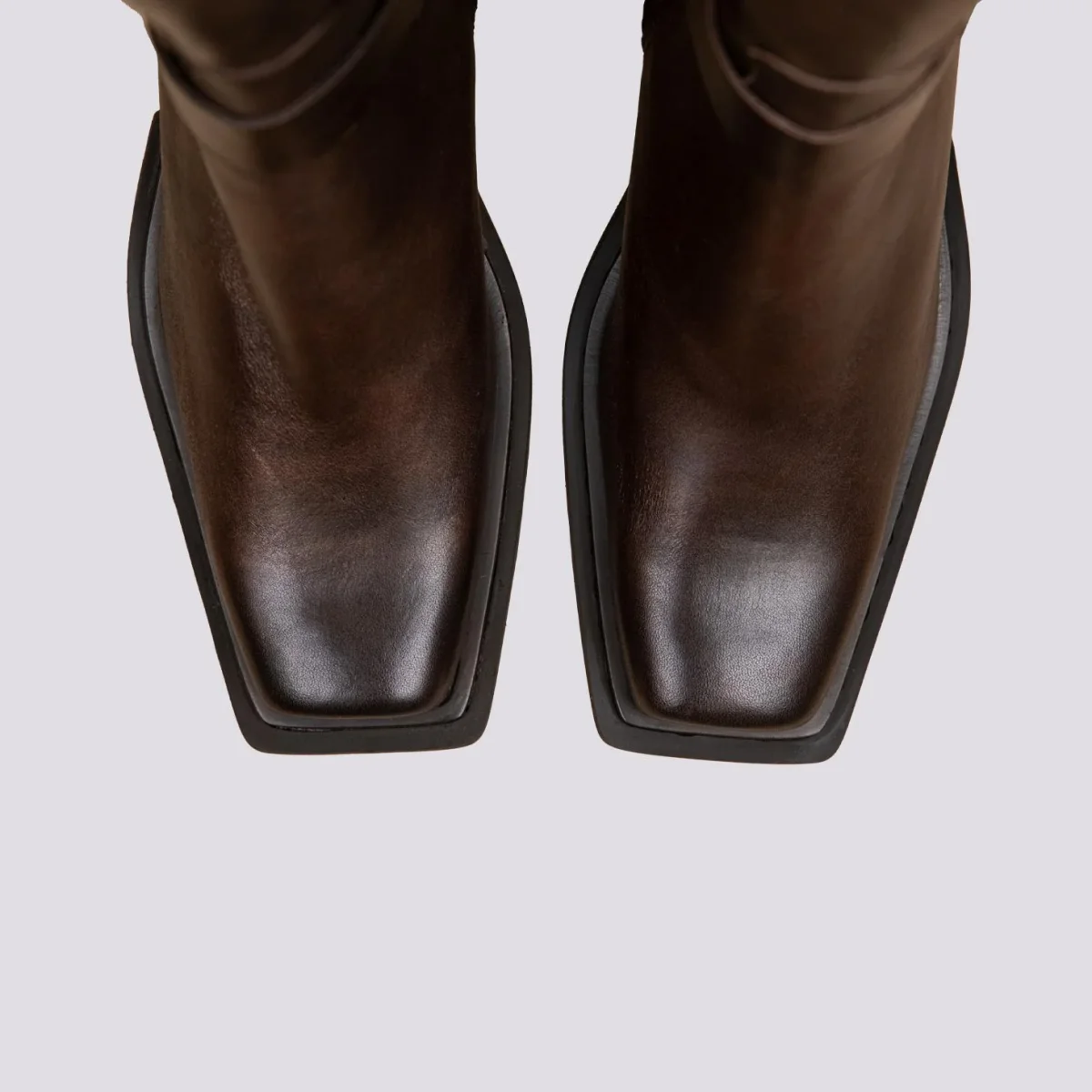 STIVALETTO TEXANO IN PELLE LAMINATA MARRONE - immagine 5