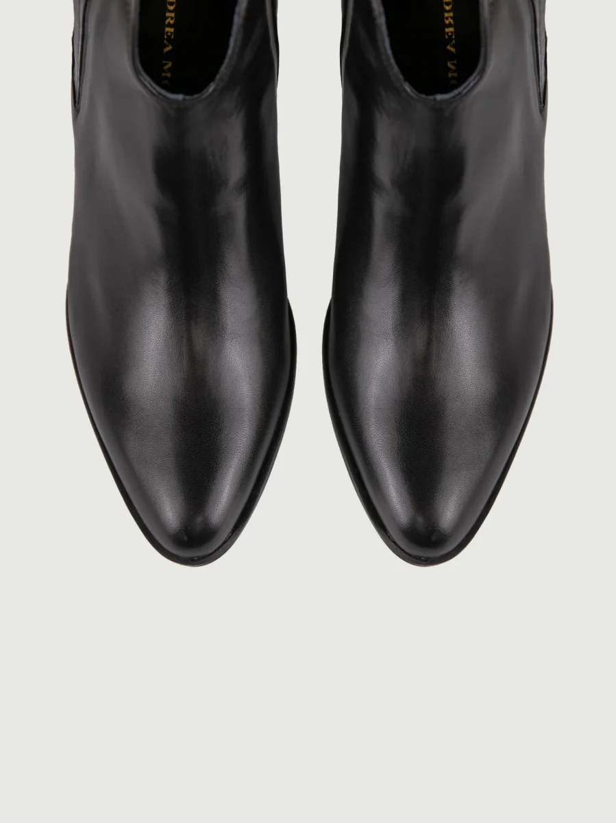 STIVALETTO TEXANO IN PELLE NERA CON SCOLLO - immagine 5