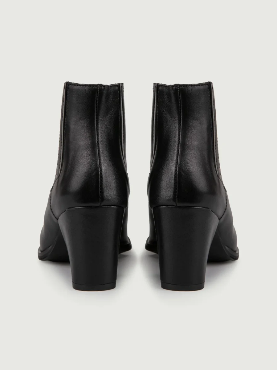 STIVALETTO TEXANO IN PELLE NERA CON SCOLLO - immagine 4