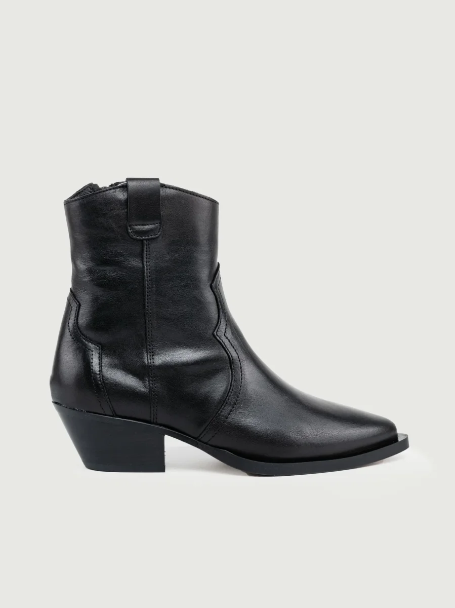 STIVALETTO TEXANO IN PELLE NERO