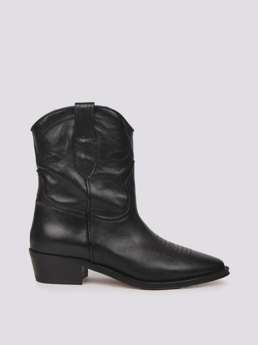 STIVALETTO TEXANO IN PELLE NERO