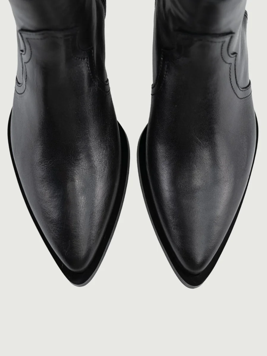 STIVALETTO TEXANO IN PELLE NERO - immagine 5