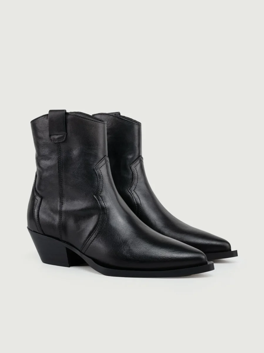 STIVALETTO TEXANO IN PELLE NERO - immagine 3