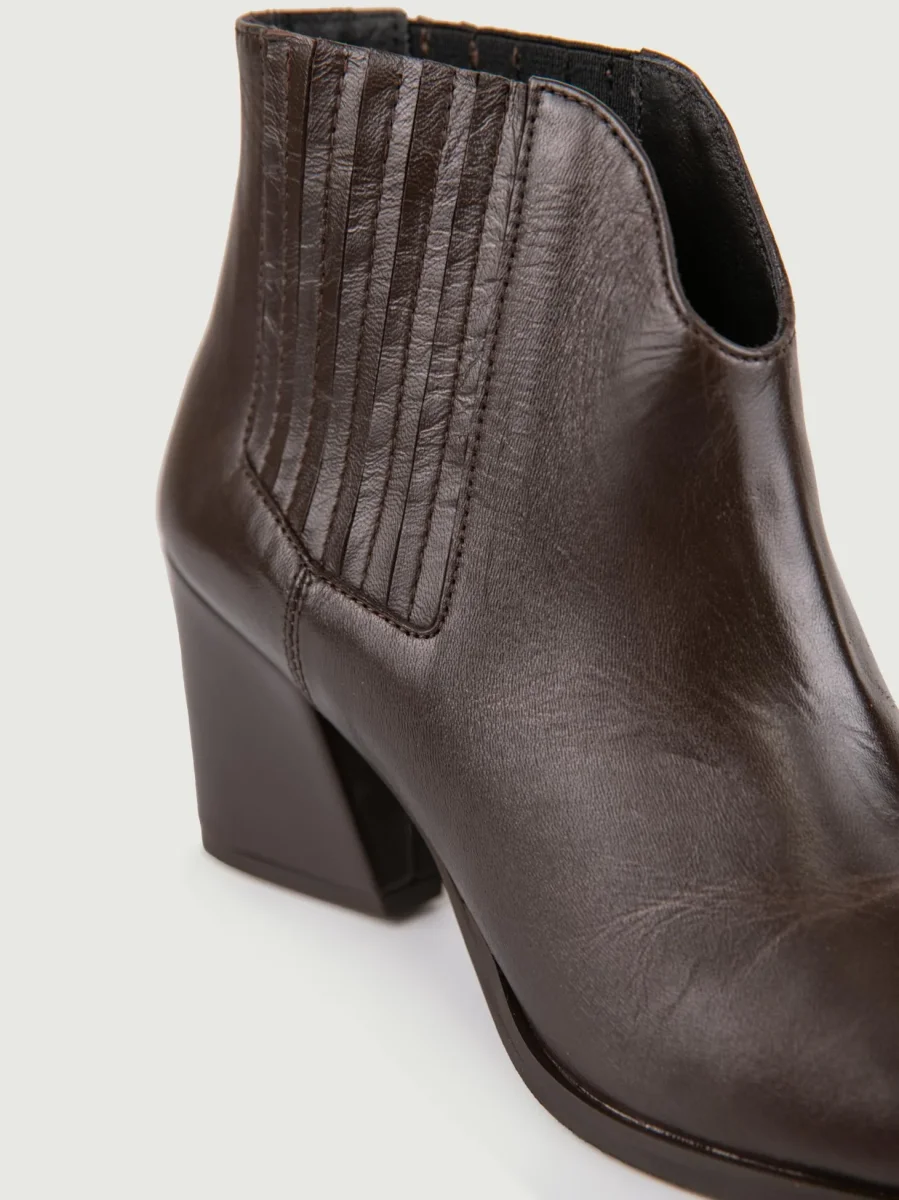 STIVALETTO TEXANO IN PELLE TESTA MORO CON SCOLLO - immagine 6