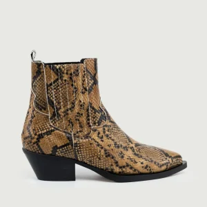 STIVALETTO TEXANO STAMPA PITONE CARAMELLO