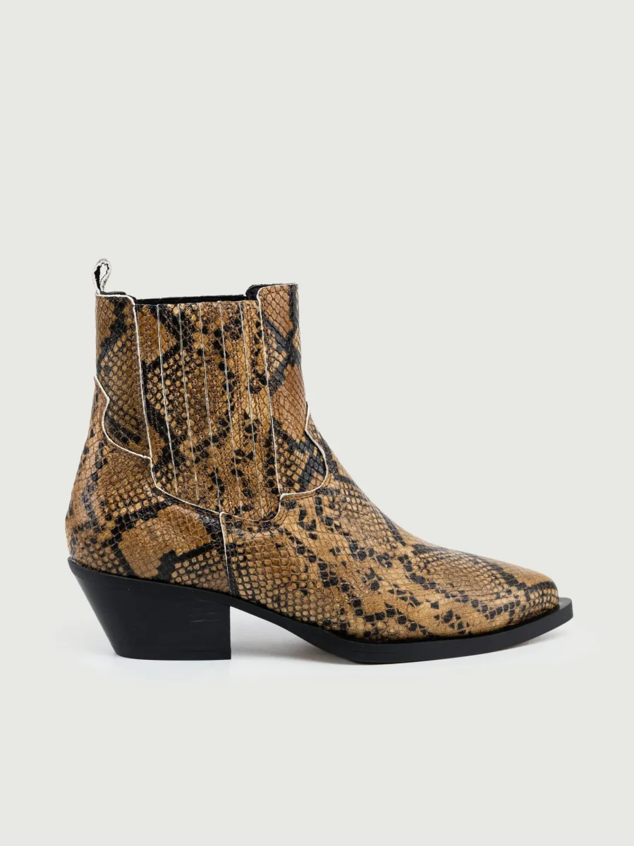STIVALETTO TEXANO STAMPA PITONE CARAMELLO