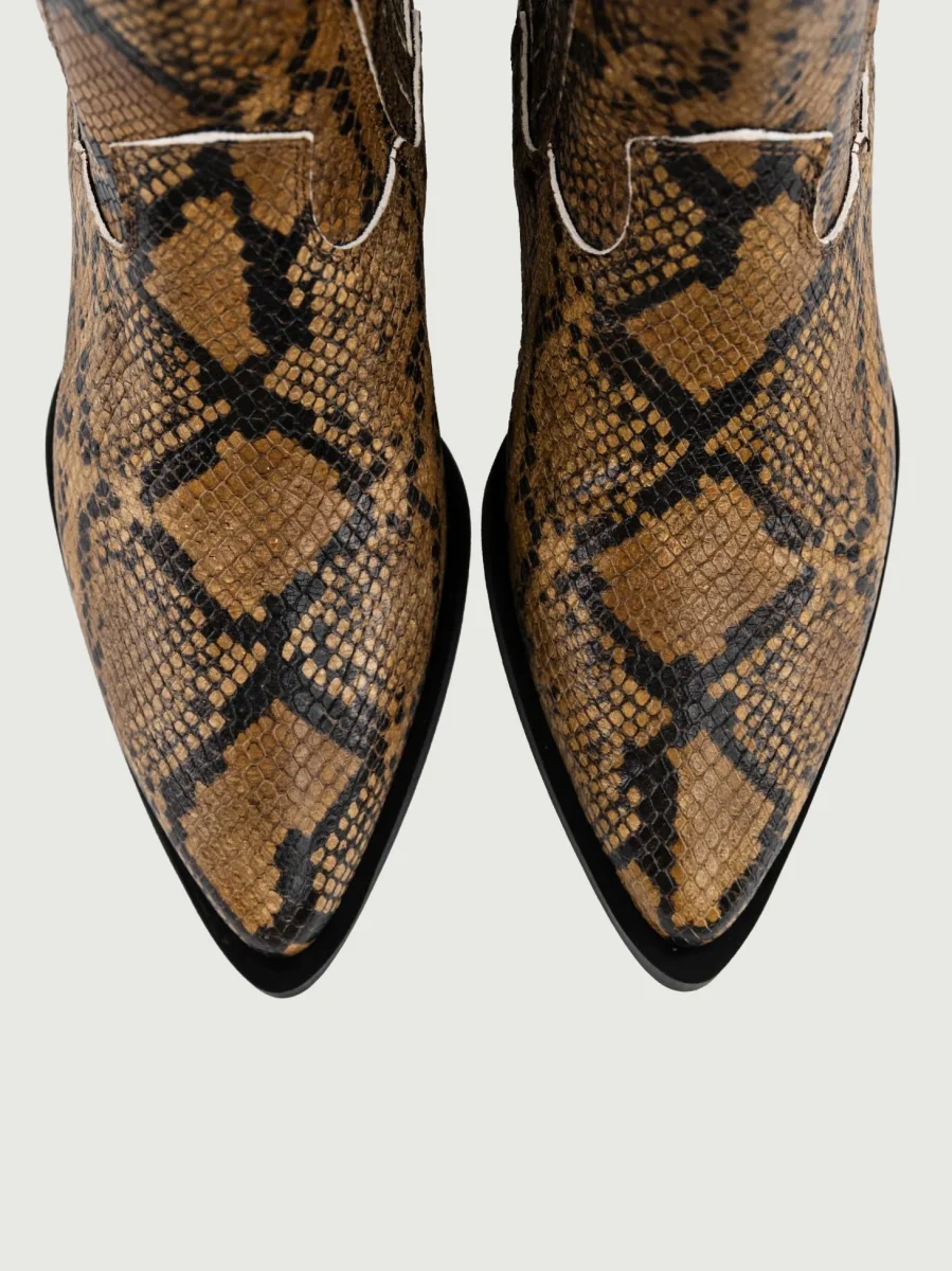 STIVALETTO TEXANO STAMPA PITONE CARAMELLO - immagine 5