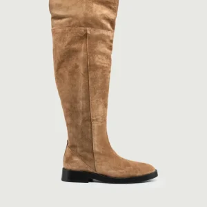 STIVALE ALTO IN PELLE SCAMOSCIATA CUOIO