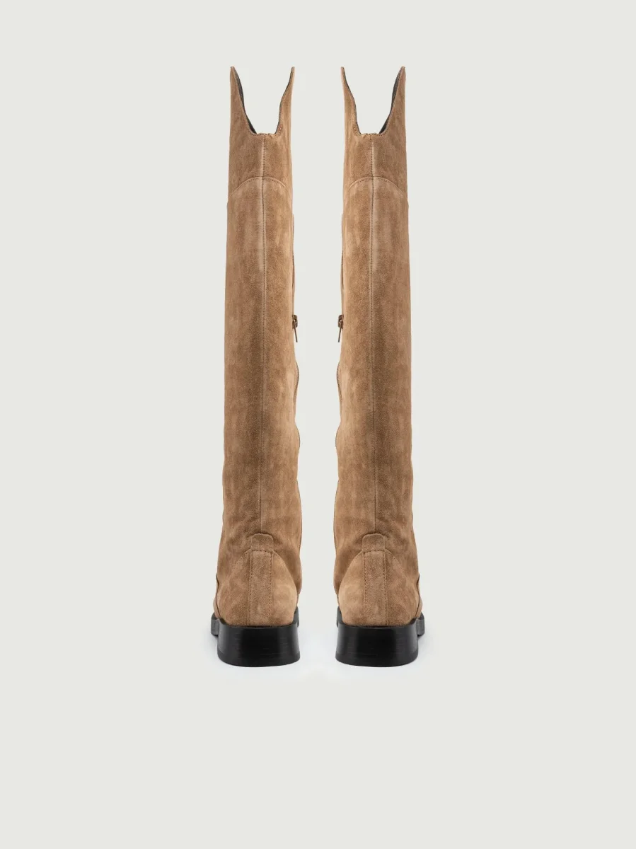 STIVALE ALTO IN PELLE SCAMOSCIATA CUOIO - immagine 4