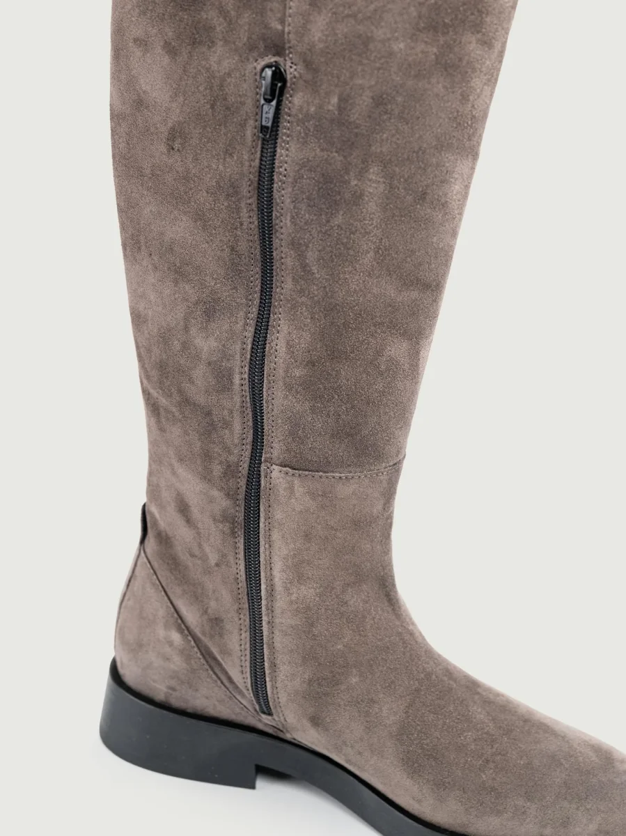 STIVALE ALTO IN PELLE SCAMOSCIATA GRIGIO - immagine 6