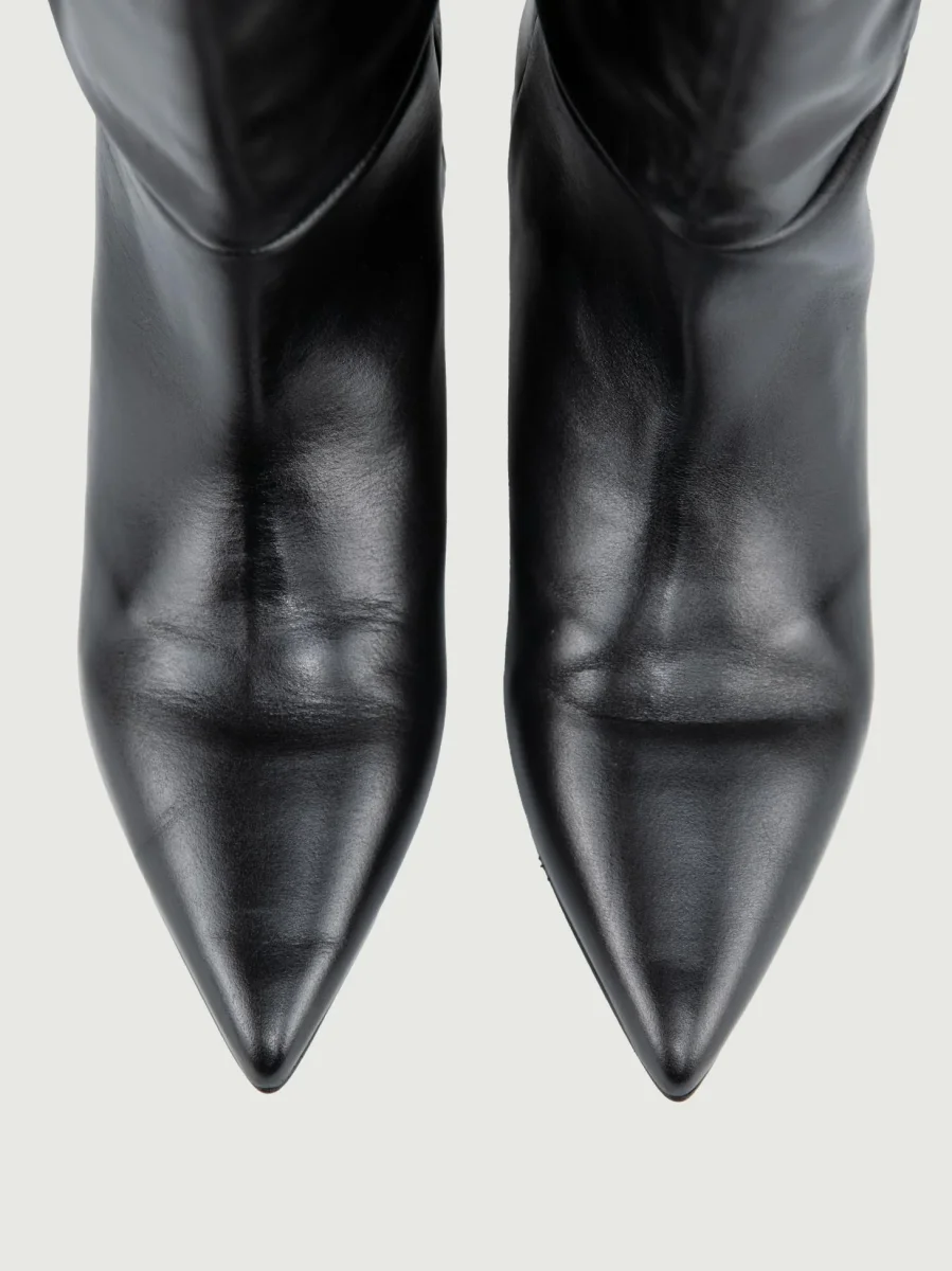 STIVALE A PUNTA IN PELLE NERA - immagine 5