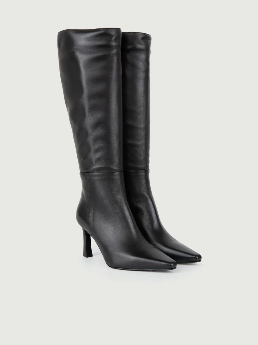 STIVALE A PUNTA IN PELLE NERA - immagine 3