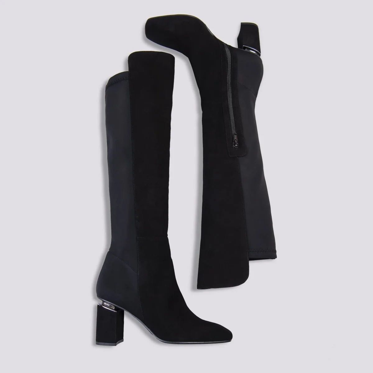 STIVALE IN CAMOSCIO PUNTA SQUADRATA CON TACCO - immagine 3