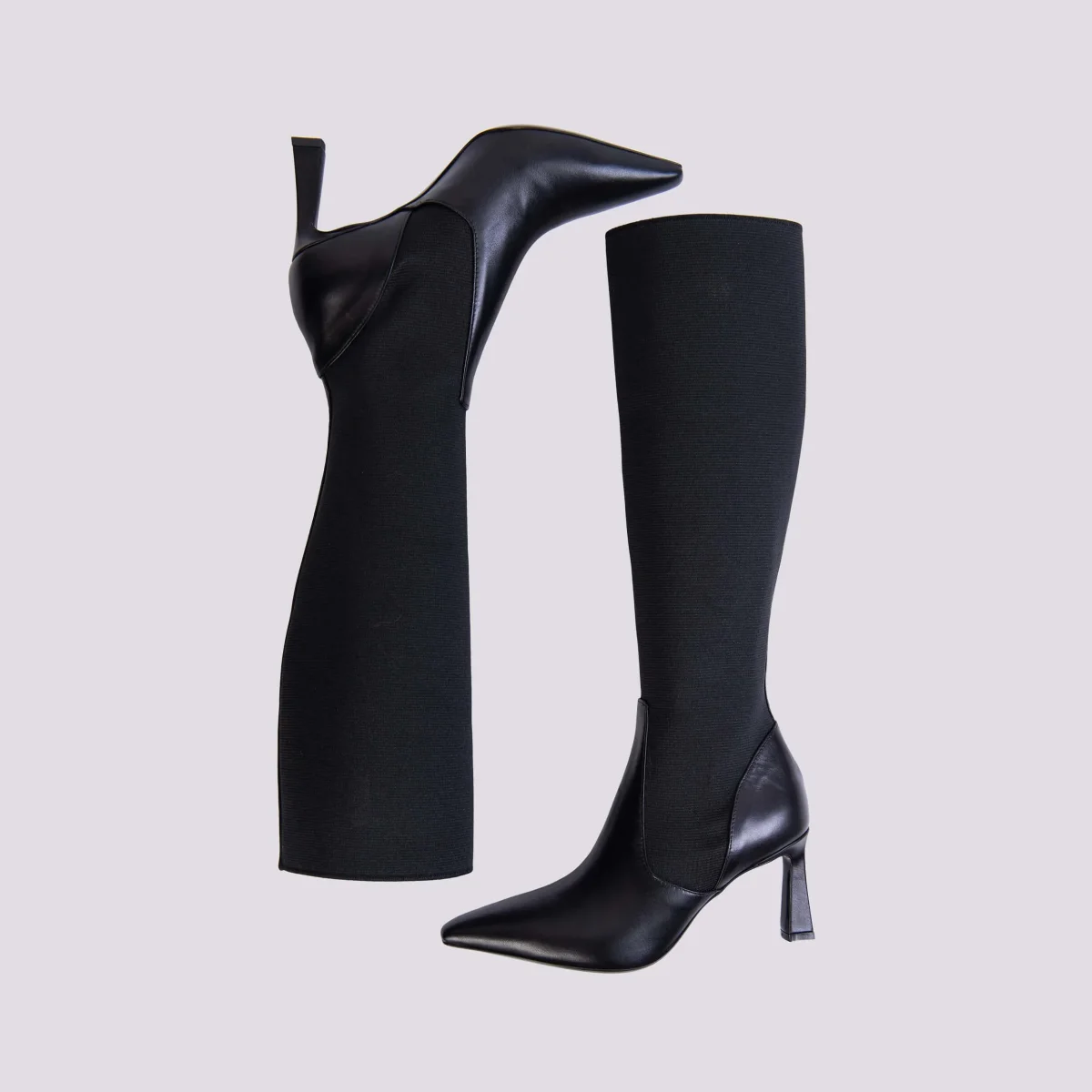 STIVALE IN PELLE E TESSUTO ELASTICIZZATO - immagine 5